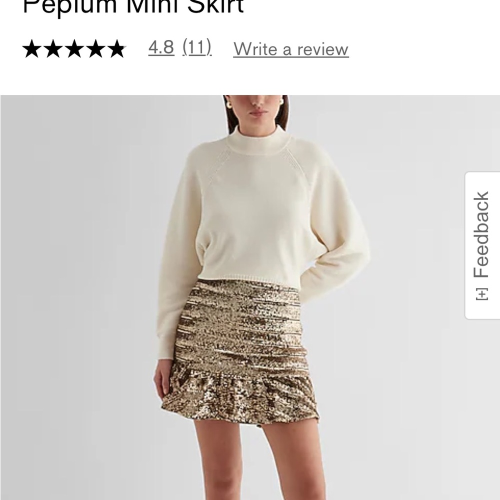 Express Peplum Mini Skirt Gold Sequin